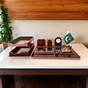 Executive Luxury Wooden Table Set 9pcs with Flag